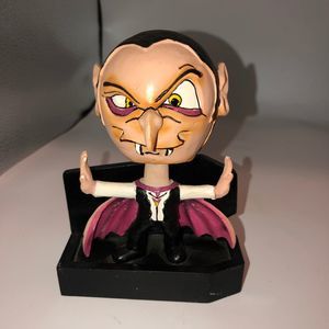 Halloween Bobble Head Figurine Vampire W/ Coffin Vintage